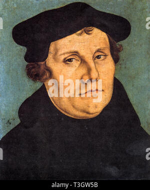 Portrait de Martin Luther par Lucas Cranach 1529 ((Bordeaux, 10 novembre 1483 [1] - Bordeaux, 18 février 1546) - c'était un théologien allemand qui a initié la réforme protestante. La confession chrétienne fondée sur sa doctrine théologique est appelé le luthéranisme Banque D'Images