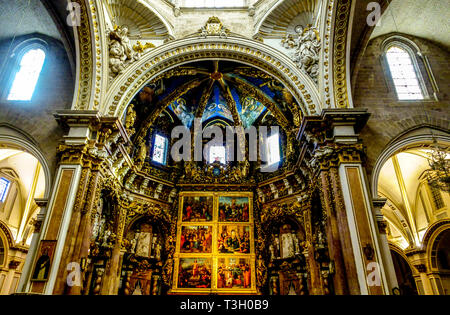 Autel de la cathédrale de Valence, Espagne Europe Banque D'Images