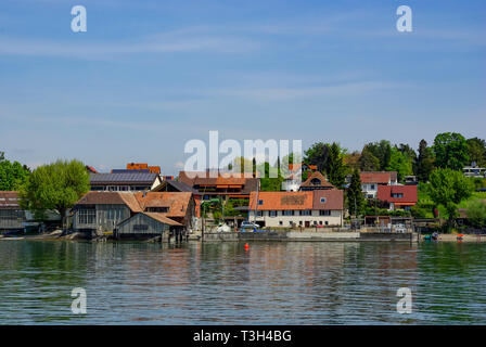 Côté rive sud du lac de l'île de Reichenau, sur le lac de Constance, Baden-Wurttemberg, Allemagne, Europe. Banque D'Images