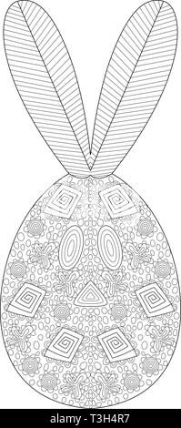 Lapin de Pâques avec modèle de turbulence Zentangle inspiré dans des profils Page à colorier Illustration de Vecteur