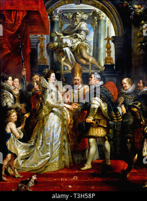 Le mariage par procuration de Marie de Médicis au roi Henri IV - Le cycle de Marie de Médicis 1622-1624 Par Peter Paul Rubens commandé par la reine Marie de Médicis, veuve du Roi Henri IV de France, pour le Palais du Luxembourg à Paris, Banque D'Images