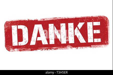 Merci sur la langue allemande ( Danke ) signer ou apposer sur fond blanc, vector illustration Illustration de Vecteur
