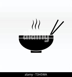 Dans le bol de nouilles signe vecteur icône illustration simple symbole de droit soupe. Illustration de Vecteur