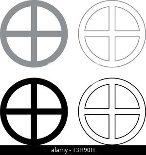 Cross cercle rond sur du pain concept corps pièces Christ infini connexion icône religieuse set couleur gris noir style télévision illustration vectorielle simple image Illustration de Vecteur