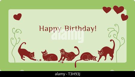Funny cats sont meilleurs amis pour une carte de vœux, t-shirt ou de l'affiche. Anniversaire Illustration de Vecteur