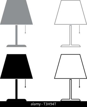 Lampe de table lampe de nuit lampe classique couleur gris noir Icon Set vector illustration style plat simple image Illustration de Vecteur