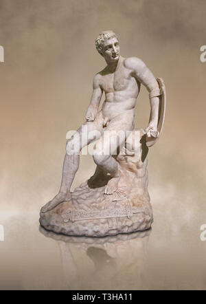 1er siècle après JC Roman sculpture de marbre d'un homme assis, copiés à partir d'un original grec, Hellanistic inv 6323, collection Farnèse, Musée de Archaeolog Banque D'Images