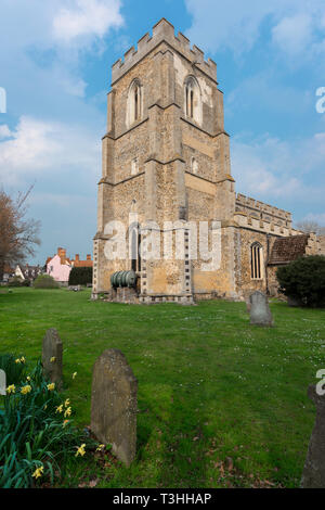 Stoke par Clare Suffolk, vue sur St John the Baptist Church - une église paroissiale médiévale dans le village de Stoke Suffolk par Clare, England, UK. Banque D'Images