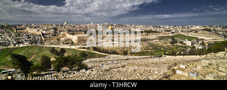 Vue de Jérusalem ancienne cityfrom le Mont des Oliviers. Israël Banque D'Images