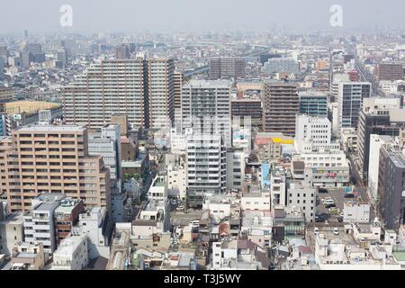 Une vue de la ville de Sakai, de l'Hôtel de Ville, hall d'observation dans la ville de Sakai, Osaka, Japon. Banque D'Images