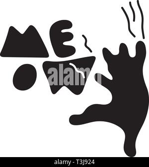 Illustration vectorielle d'un mur de rayures pour chat de dessin animé. Cat raye les lettres avec l'expression MEOW. Style caniche. Illustration de Vecteur