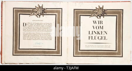 Gauleiter Josef Terboven (1898 -1945), un livre d'images, comme Reichskommisariat "zweite Jahr für die besetzten norwegischen Gebiete' un livre d'images grand format, avec une dédicace à l'encre sur la page de garde "einer Frau dans herzlicher Kameradschaft gewidmet. Oslo 2. VII. 1942 - Terboven' (Dédié à mon épouse dans l'amitié la plus sincère. 2 juillet 1942 - Oslo Terboven). Environ 90 pages de photographies grand format sur les événements politiques, par exemple, la Samling, Najsonal les discours de Quisling, nomination des ministres, l'Union européenne, 'grève Viktoria-Aktion", etc., mais aussi d'entrer des troupes, Editorial-Use-seulement Banque D'Images