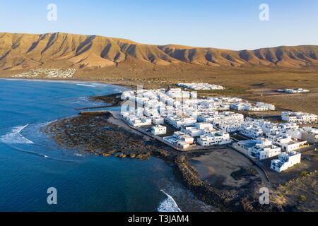Caleta de Famara, drone abattu, Lanzarote, îles Canaries, Espagne Banque D'Images