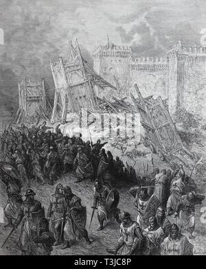 Le siège de Jérusalem a eu lieu du 7 juin au 15 juillet 1099, lors de la Première Croisade, illustration historique, 1880, Allemagne Banque D'Images