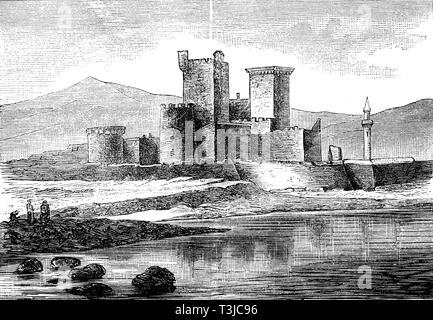 Ruines d'Halicarnasse, Halicarnasse, aujourd'hui Bodrum, Turquie, 11e siècle, l'illustration historique, 1880, Turquie Banque D'Images