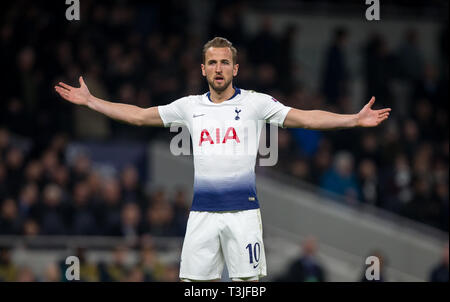 Londres, Royaume-Uni. 09 avr, 2019. Harry Kane d'éperons au cours de la 1ère manche de la Ligue des Champions match entre Tottenham Hotspur et Manchester City à Tottenham Hotspur Stadium, Londres, Angleterre le 9 avril 2019. Photo par Andy Rowland. Credit : premier Media Images/Alamy Live News Banque D'Images