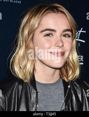 Los Angeles, United States. 09 avr, 2019. LOS ANGELES, CALIFORNIE, USA - 09 avril : actrice Kiernan Shipka arrive à la Los Angeles Premiere de 'être naturelle : l'histoire inédite d'Alice Guy-Blache' tenue à Harmony Gold Theatre Le 9 avril 2019 à Los Angeles, Californie, États-Unis. ( Photo : Agence de Presse Image/Alamy Live News Banque D'Images