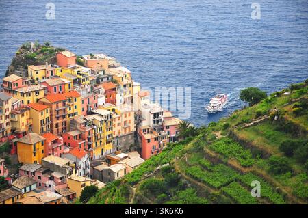 Village de pêcheurs, Cinque Terre, Manarola, Ligurie, Italie, Europe Banque D'Images