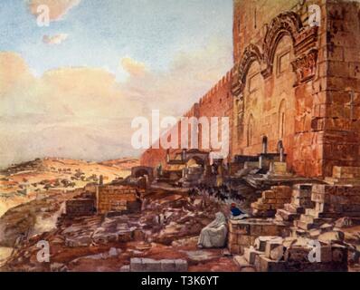 "Jérusalem.- Extérieur de la Golden ou Belle Porte', 1902. Créateur : John Fulleylove. Banque D'Images