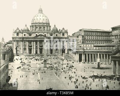 La Basilique St Pierre et le Vatican, Rome, Italie, 1895. Organisateur : W & S Ltd. Banque D'Images