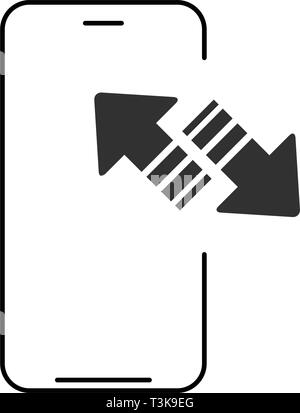 La synchronisation du téléphone portable. L'icône Contour style linéaire signe pour concept mobile et web design. la synchronisation ou télécharger et télécharger des flèches. Vector illustratio Illustration de Vecteur