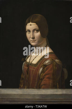 Portrait d'une Femme inconnue, appelée La Belle Ferronnière, 1490-1496. Organisateur : Leonardo da Vinci, (école) . Banque D'Images