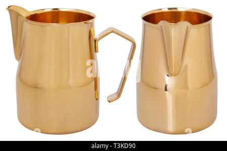 Pichet de lait en acier inoxydable/pichets. Pot de mousse. Latte art pour barista. Accessoires de café. Banque D'Images