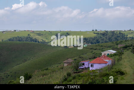 Peint en couleur boue zoulou hut / rondavel / kraal en milieu rural Kwazulu Natal, Afrique du Sud, de la Côte Sauvage Banque D'Images