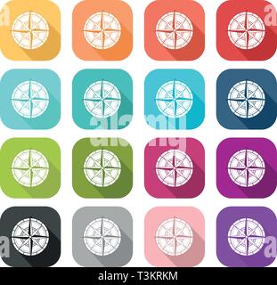 Ensemble d'icônes boussole de couleur Illustration de Vecteur
