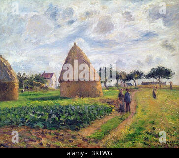 Camille PISSARRO (1830 - 1903) Les paysans et les meules de foin - Collection Privée 1878 Banque D'Images