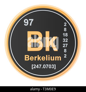 Le berkélium Bk élément chimique. Le rendu 3D isolé sur fond blanc Banque D'Images
