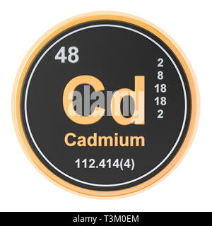 Cd Cadmium élément chimique. Le rendu 3D isolé sur fond blanc Banque D'Images