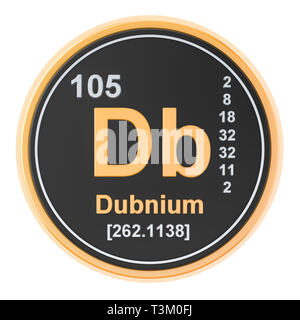 Le dubnium Db élément chimique. Le rendu 3D isolé sur fond blanc Banque D'Images