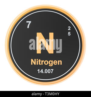 N de l'azote élément chimique. Le rendu 3D isolé sur fond blanc Banque D'Images