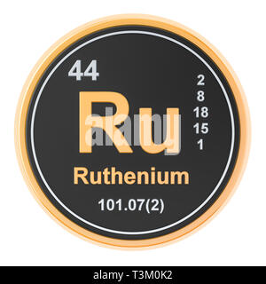 Le ruthénium Ru élément chimique. Le rendu 3D isolé sur fond blanc Banque D'Images