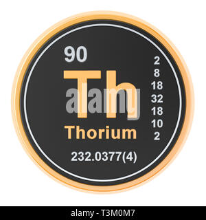 Le thorium Th élément chimique. Le rendu 3D isolé sur fond blanc Banque D'Images