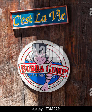 Miami, Floride / USA - 10 Avril 2014 : Logo au Bubba Gump dign restaurant. Le Bubba Gump Shrimp Company Restaurant et marché est un restau de fruits de mer Banque D'Images