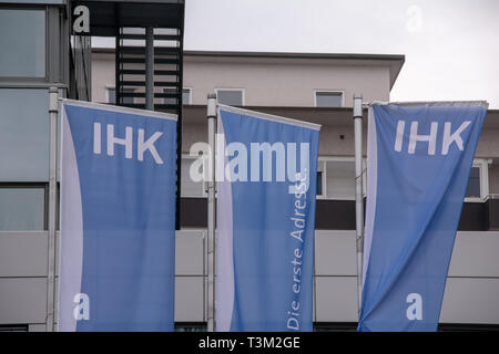 Ulm, Bade-wurtemberg / Allemagne - 08.04.19 : l'avant de la Chambre de Commerce et d'Industrie (Industrie- und Handelskammer) dans la région de Ulm à l'Olga street Banque D'Images