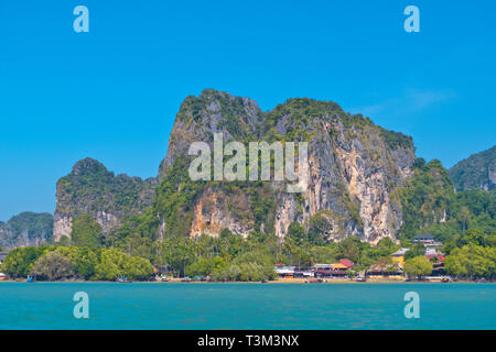 East Railay Bay Beach, vue générale, Railay, province de Krabi, Thaïlande Banque D'Images