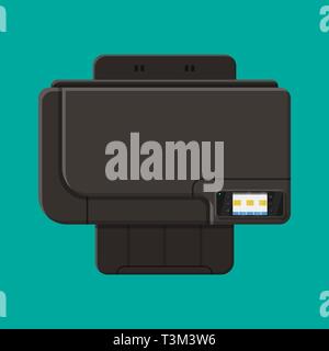 L'imprimante de l'ordinateur. Laser ou à jet d'encre. Imprimante tout-en-un. Appareil moderne pour l'impression, numérisation et copie. Vue d'en haut. Matériel périphérique informatique. Vect Illustration de Vecteur