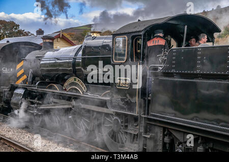 Train à vapeur. En 7822 Locomotive Foxcote Manor Glyndyfrdwy. Chemin de fer touristique de Llangollen. Banque D'Images