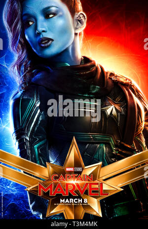 Capitaine Marvel (2019) dirigé par Anna Boden et mettant en vedette Gemma Chan en tant que sniper de Kree Minn-Erva. Banque D'Images