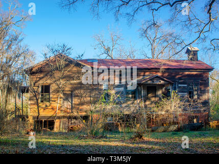 La demeure délabrée de la maison Arthur Fambro sont représentés, 7 février 2015, à l'ancienne Cahawba Parc archéologique d'Orville, Alabama. Banque D'Images