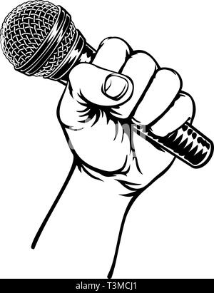 Hand Holding Microphone Illustration de Vecteur