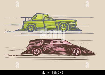 Dessins pour enfants cars race Illustration de Vecteur
