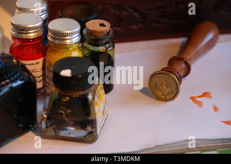 Les encres de calligraphie et d'outils Banque D'Images