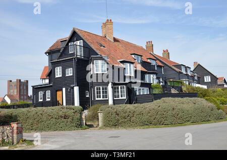 Cocoon maisons dans le village côtier de Suffolk Aldeburgh, autrefois un village de propriété privée Banque D'Images