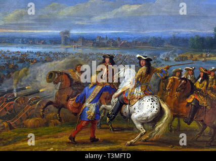 Traverser le Rhin, 1672, Adam Frans van der Meulen, 1632 - 1690, Belge, Belgique, flamand (le roi Louis XIV - Dutch War (1672-1678) Le passage du Rhin par l'armée royale le 12 juin 1672. ) En France, le français. Banque D'Images