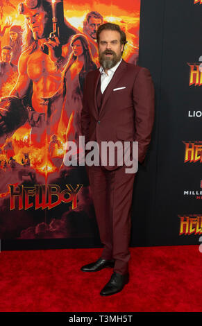 New York, USA. 09 avr, 2019. David Harbour assiste à la sélection New York Hellboy à AMC Lincoln Square Theater Crédit : Lev Radin/Pacific Press/Alamy Live News Banque D'Images