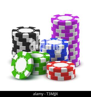 Sport tas des jetons de poker ou 3d pile d'argent comptant de casino Illustration de Vecteur